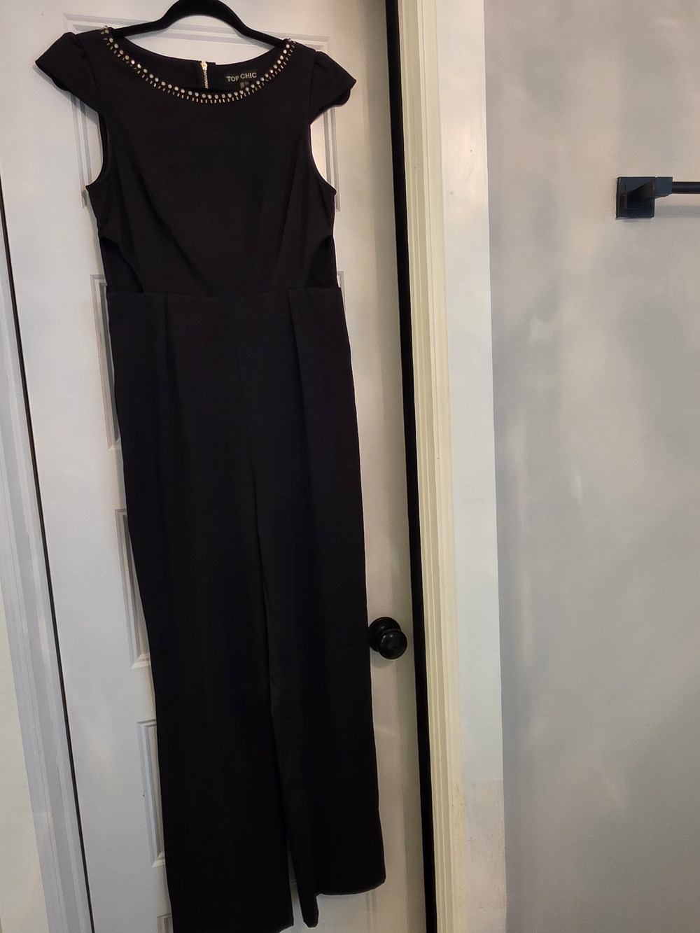 Black Embellished Neck Jumpsuit